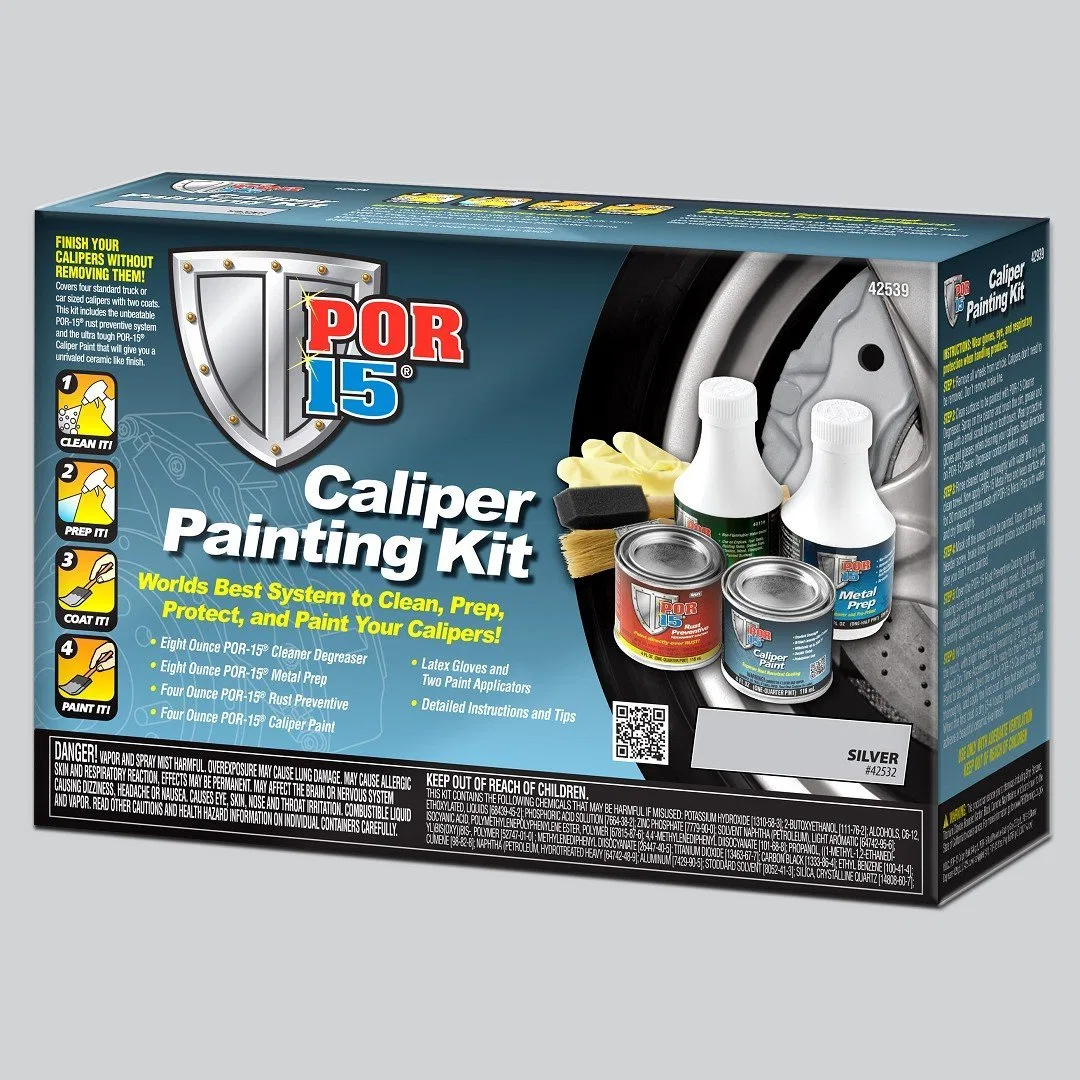 42539 – POR 15 Caliper Paint, Heat Resistant to 500 Degrees Fahrenheit Silver Kit Includes 8 Ounce Cleaner Degreaser/...